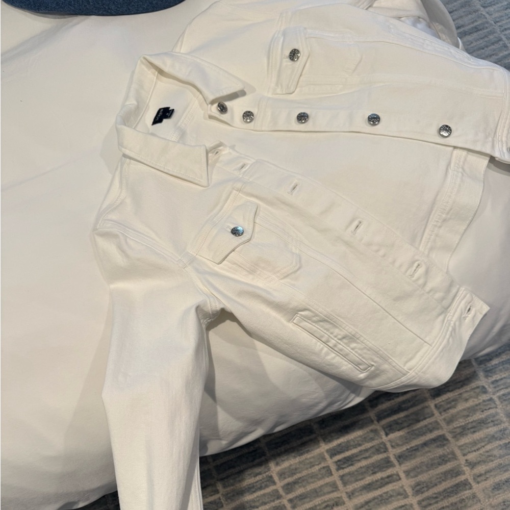 Jcrew Women's White Denim Jacket Size M - Picture 4 of 5